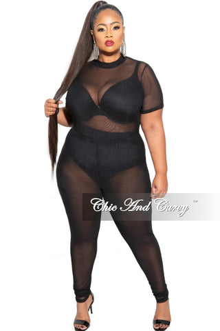 Final Sale Plus Size Long Sleeve Mesh Jumpsuit