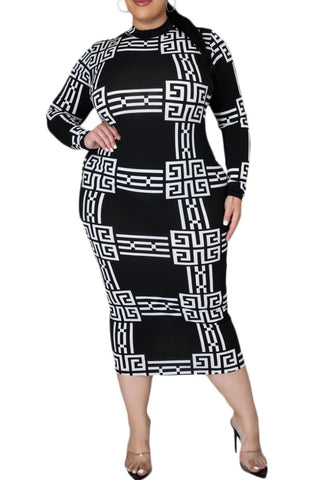 *Final Sale Plus Size Reversible BodyCon in Black & White Print
