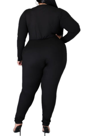 Final Sale Plus Size Harem Twist Front Jumpsuit in Black