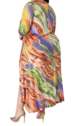 Final Sale Plus Size Hi-Low Dress in Multi-Color Print
