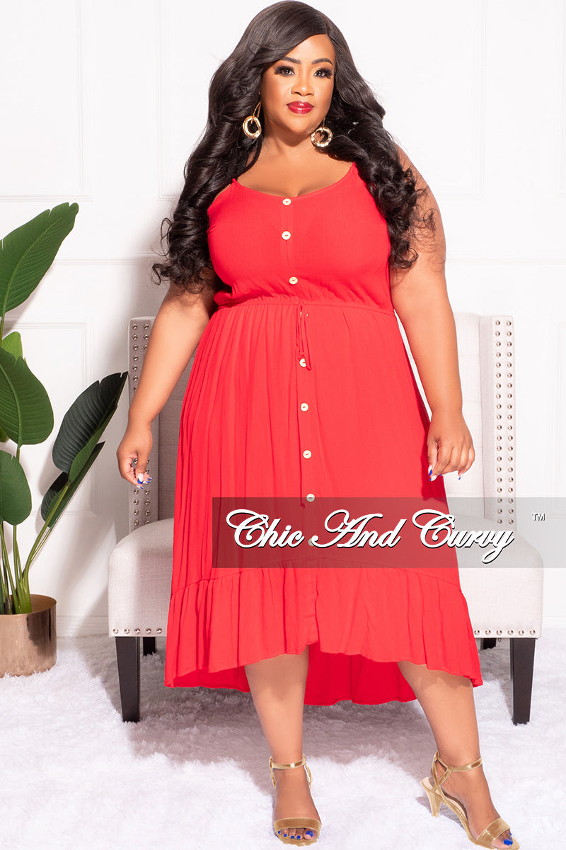 Final Sale Plus Size Spaghetti Strap Dress in Red – Chic And Curvy Final Sale Plus Size Spaghetti Strap Dress in Red – Chic And Curvy