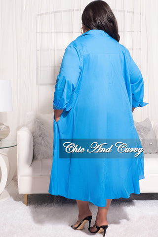Final Sale Plus Size Hi-Low Shirt Dress in Blue