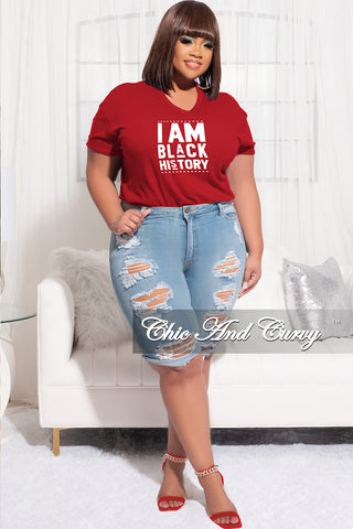 Final Sale Plus Size Short Sleeve Crew Neck I Am Black History T-Shirt in Red
