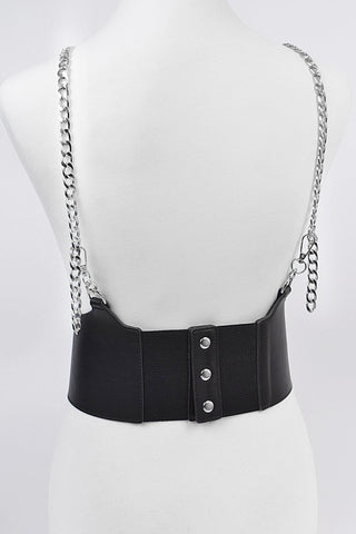 Final Sale Plus Size Suspender Belt Silver and Black Chains