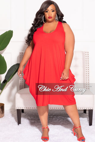 Final Sale Plus Size Sleeveless Bubble Dress in Red
