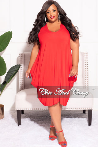 Final Sale Plus Size Sleeveless Bubble Dress in Red
