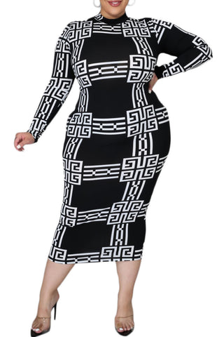 *Final Sale Plus Size Reversible BodyCon in Black & White Print