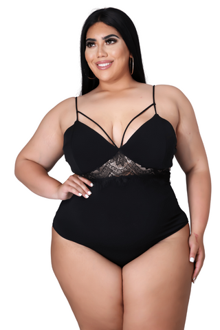 Final Sale Plus Size Plus Size Harness Bodysuit in Black