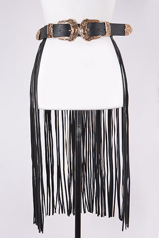 Final Sale Plus Size Fringe Belt in Gold Buckles