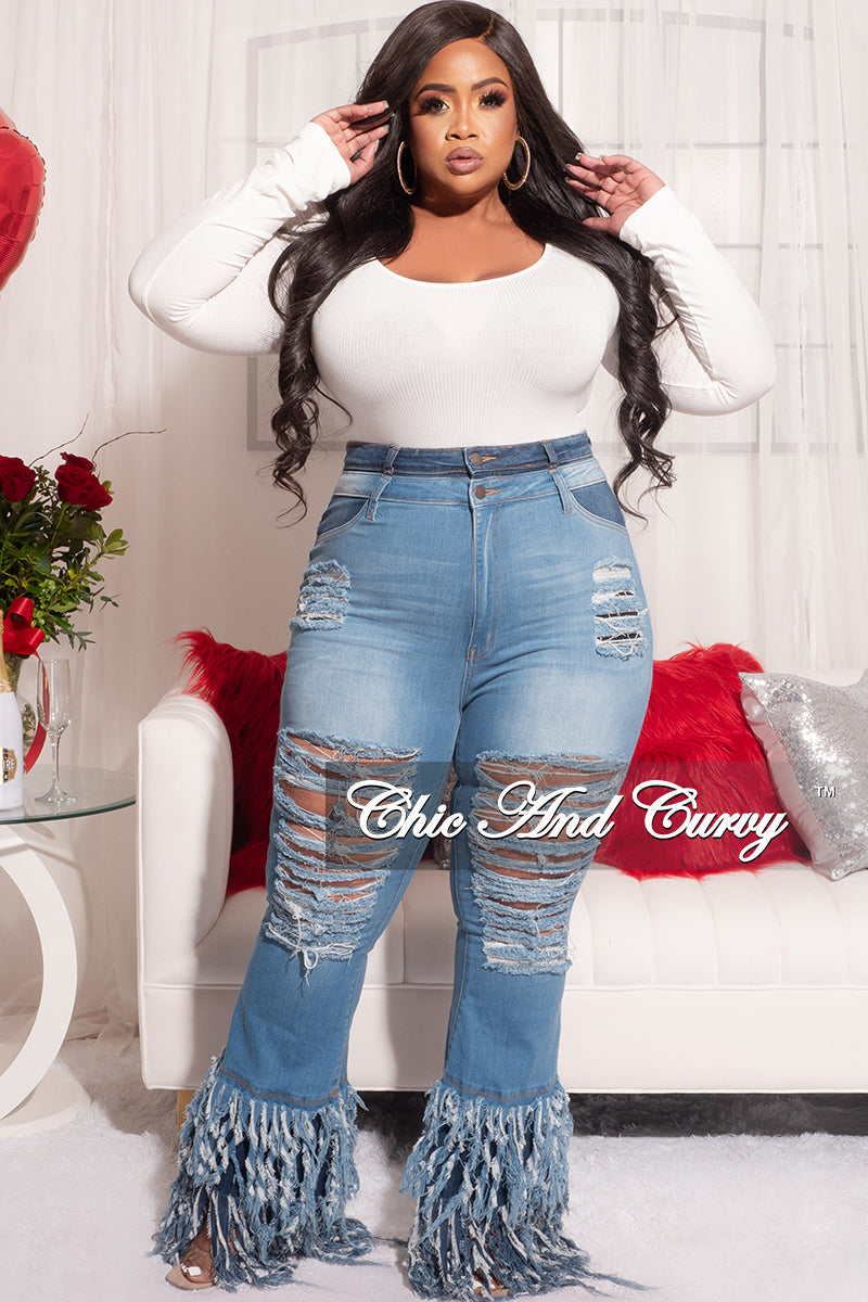 Final Sale Plus Size Ribbed Bodysuit in Ivory(Top Only)