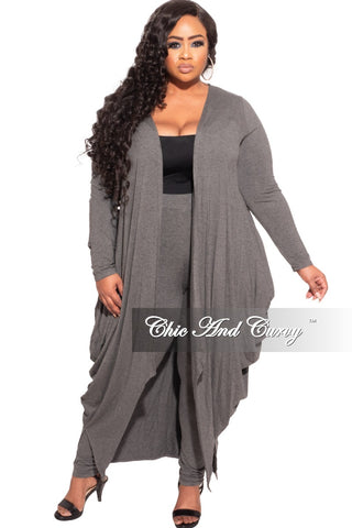 *Final Sale Plus Size 2-pc Set Duster and Leggings in Charcoal