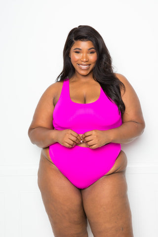 Final Sale Plus Size Bikini Set in Neon Pink