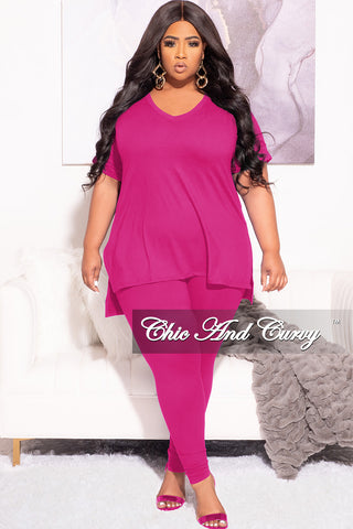 Final Sale Plus Size 2pc Tunic Top and Matching Legging Set in Magenta