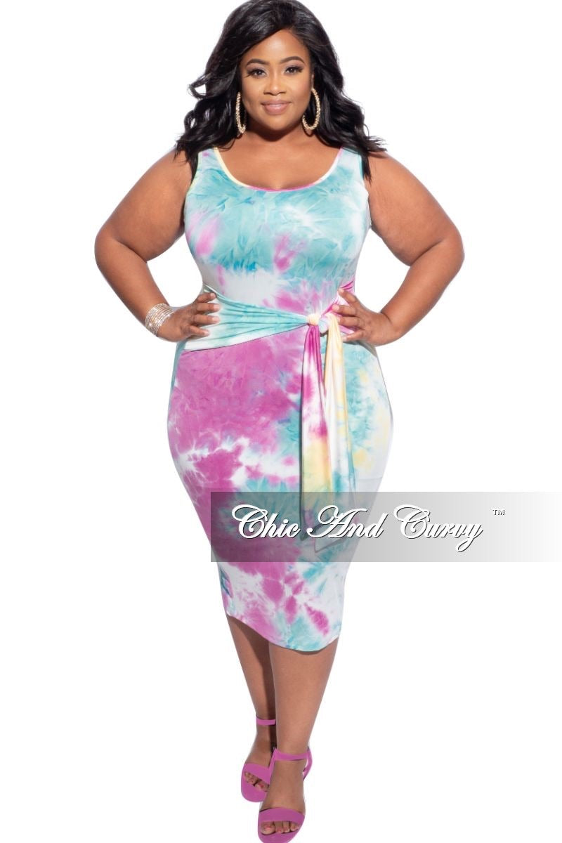 Final Sale Plus Size Tie Bodycon Dress in Pastel Tie Dye Chic And Curvy Final Sale Plus Size Tie Bodycon Dress in Pastel Tie Dye Chic And Curvy
