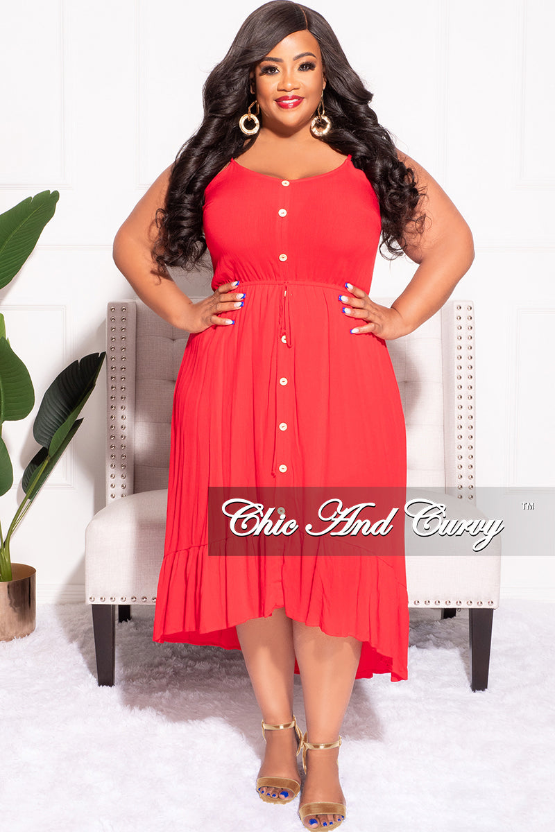 Final Sale Plus Size Spaghetti Strap Dress in Red