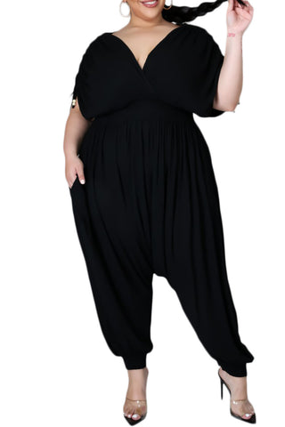 Final Sale Plus Size Jumpsuit with Harem Effect in Black