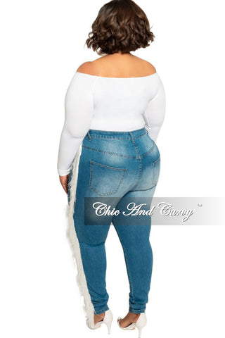 Final Sale Plus Size Long Sleeve Off the Shoulder Bodysuit in White