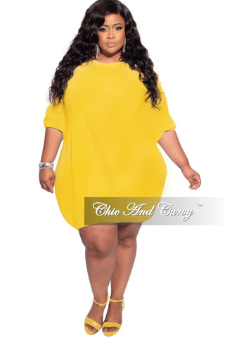 Final Sale Plus Size Bubble Poplin Dress in Mustard