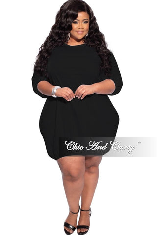 Final Sale Plus Size Bubble Poplin Dress in Black