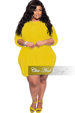 Final Sale Plus Size Bubble Poplin Dress in Mustard