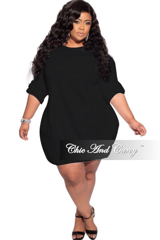 Final Sale Plus Size Bubble Poplin Dress in Black