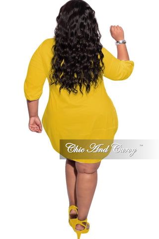 Final Sale Plus Size Bubble Poplin Dress in Mustard