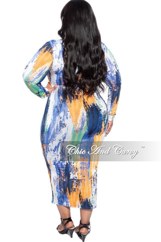 Final Sale Plus Size BodyCon Midi Dress in Multi Color Print