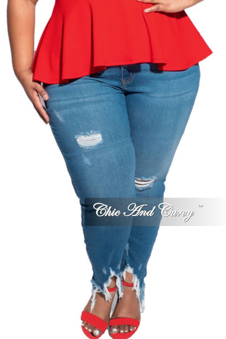 Final Sale Plus Size Denim Jeans with Fringe Bottoms