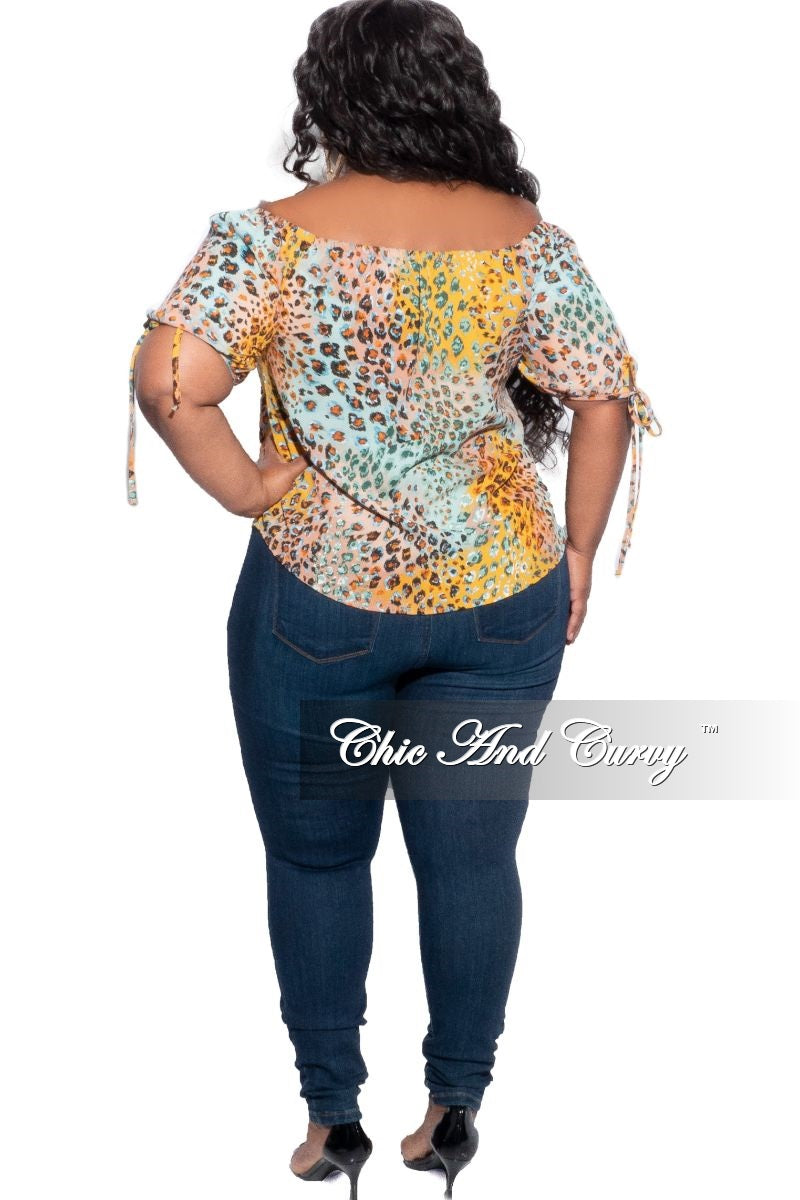 Final Sale Plus Size Off The Shoulder Top in Multicolor Animal Print