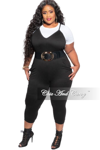 Final Sale Plus Size Capri Jumpsuit in Black