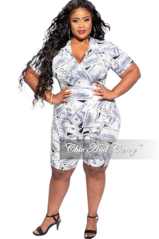 Final Sale Plus Size 2-Piece (T-Shirt & Bermuda Short) Set in Money Print