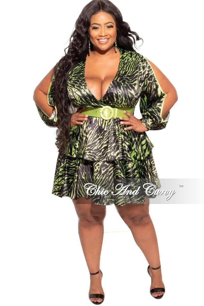 Final Sale Plus Size Babydoll Dress in Lime Green and Black Tiger Stri – Chic And Curvy