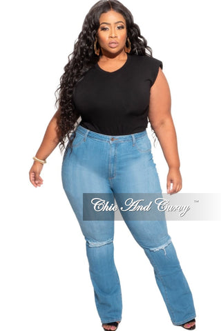 Final Sale Plus Size Sleeveless Top with Shoulder Pads in Black
