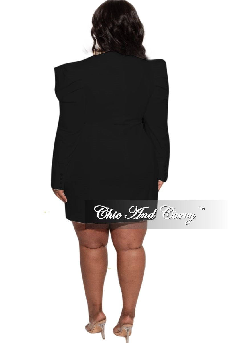 Final Sale Plus Size Coat Dress with Gold Buttons in Black