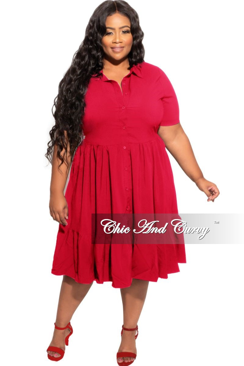 Final Sale Plus Size 3 Layer Bottom Dress in Red