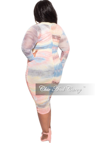 Final Sale Plus Size Mesh Dress in Cotton Candy Print