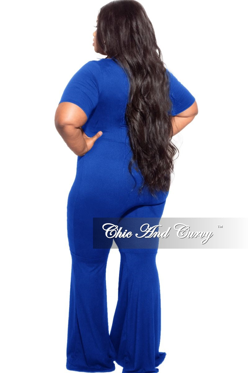 Final Plus Size Bell Bottom Jumpsuit in Royal Blue