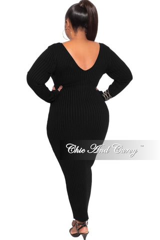 Final Sale Plus Size BodyCon Ribbed Knit Dress in Black