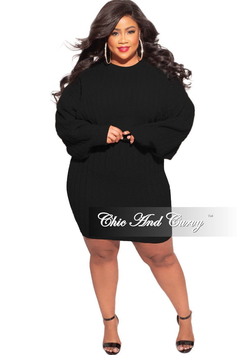 Final Sale Plus Size 2-Piece Ribbed Top and Skirt Set in Black