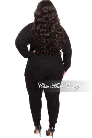 Final Sale Plus Size 2pc Sweater Pants Set in Black