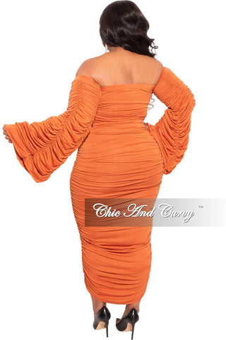 Final Sale Plus Size Ruched Dress in Rust