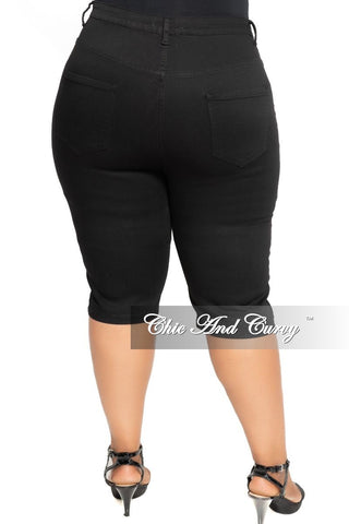 Final Sale Plus Size Bermuda Shorts with Lace-Up Front in Black