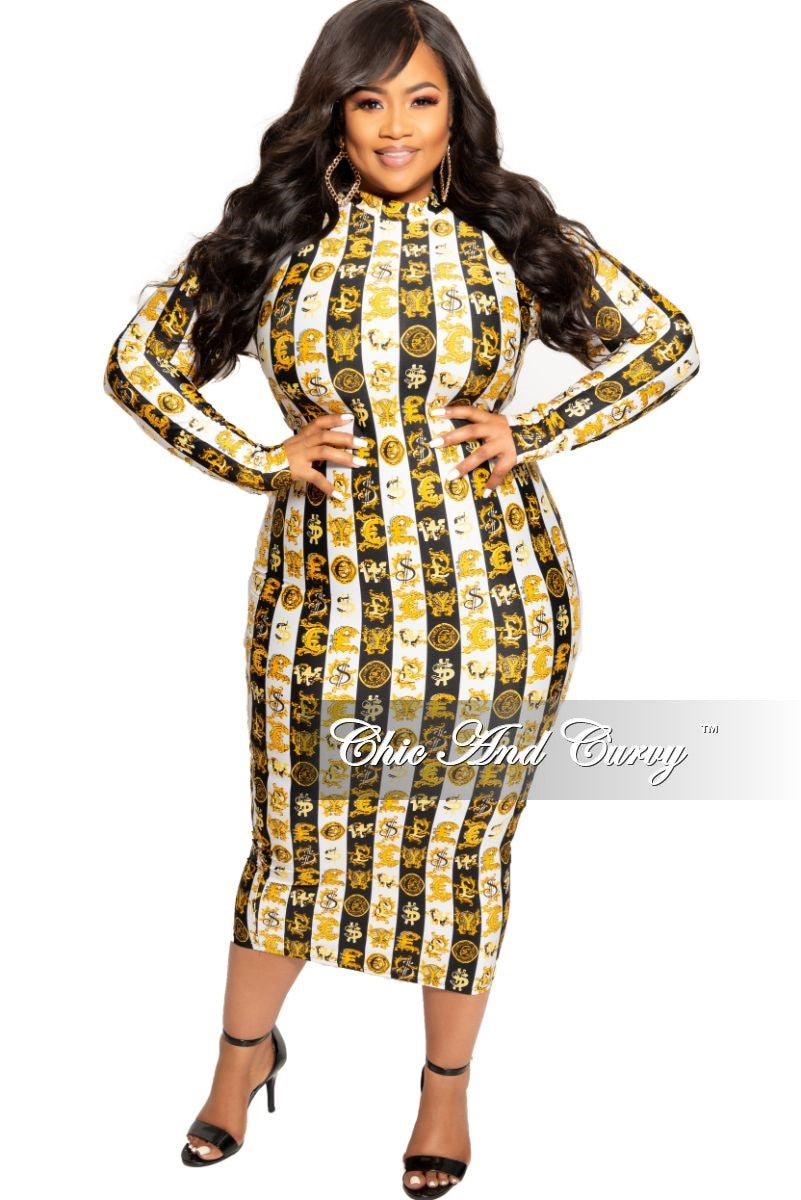 Final Sale Plus Size Reversible BodyCon Dress in Black White and Gold Chic And Curvy Final Sale Plus Size Reversible BodyCon Dress in Black White and Gold Chic And Curvy