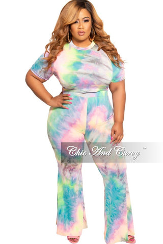 Final Plus Size 2-Piece Crop Top and Pants Set in Multi Color Tie Dye Print