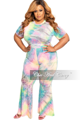 Final Plus Size 2-Piece Crop Top and Pants Set in Multi Color Tie Dye Print