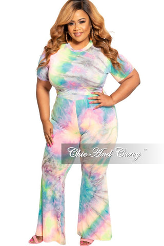 Final Plus Size 2-Piece Crop Top and Pants Set in Multi Color Tie Dye Print