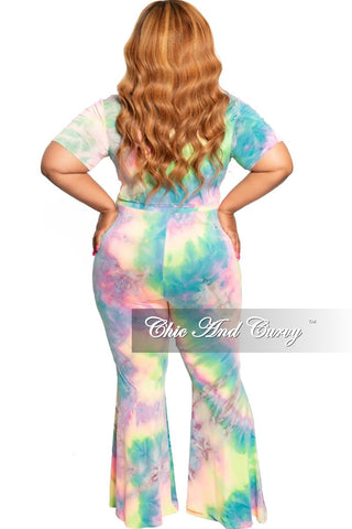Final Plus Size 2-Piece Crop Top and Pants Set in Multi Color Tie Dye Print