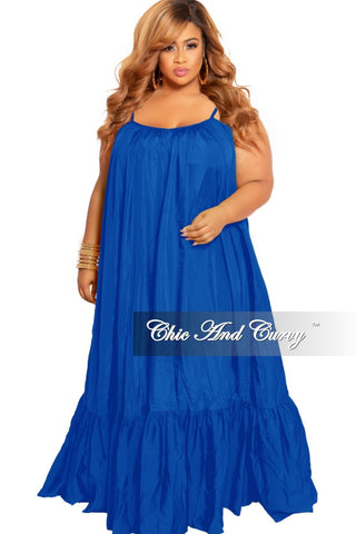 Final Sale Plus Size Spaghetti Strap Peasant Maxi Dress in Royal Blue