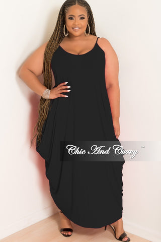 Final Sale Plus Size Spaghetti Strap Harem Dress in Black