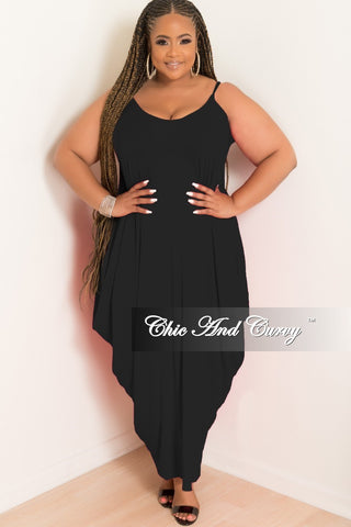 Final Sale Plus Size Spaghetti Strap Harem Dress in Black